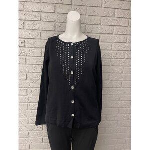 DD Collection Women's Black Rhinestone Knit Tank & Sweater 2 Pcs Set Size MD